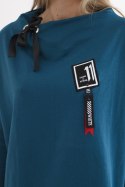 Bluza oversize z asymetrycznymi bokami morski  