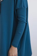Bluza oversize z asymetrycznymi bokami morski  