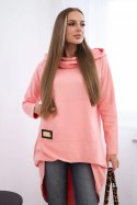 Bluza z długim tyłem i kapturem morelowa  