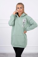 Bluza z kapturem z naszywkami ciemno miętowa  