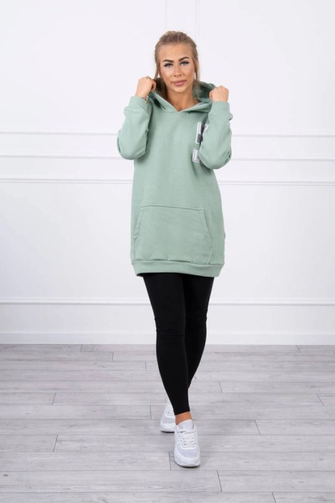 Bluza z kapturem z naszywkami ciemno miętowa Bluza z kapturem z naszywkami ciemno miętowa