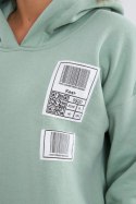 Bluza z kapturem z naszywkami ciemno miętowa  