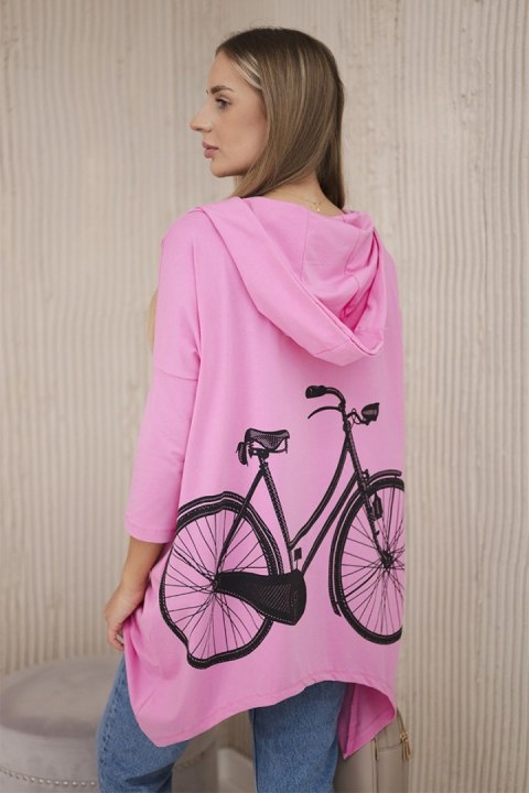 Bluza z nadrukiem roweru jasno różowa Bluza z nadrukiem roweru jasno różowa