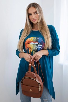Bluzka oversize z nadrukiem tęczowych ust morski  