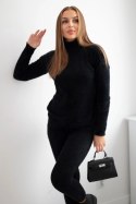 Komplet swetrowy alpaka dwuczęściowy czarny  