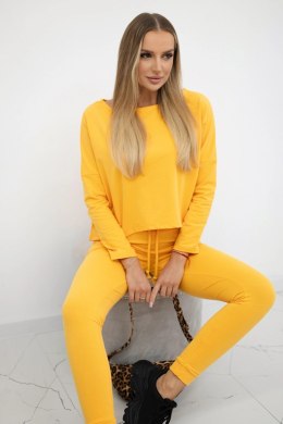 Komplet z bluzką oversize musztardowy  