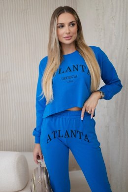 Komplet z nadrukiem Atlanta chabrowy  