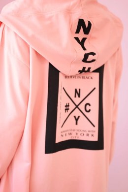 Bluza Narzutka z kapturem oversize morelowa  