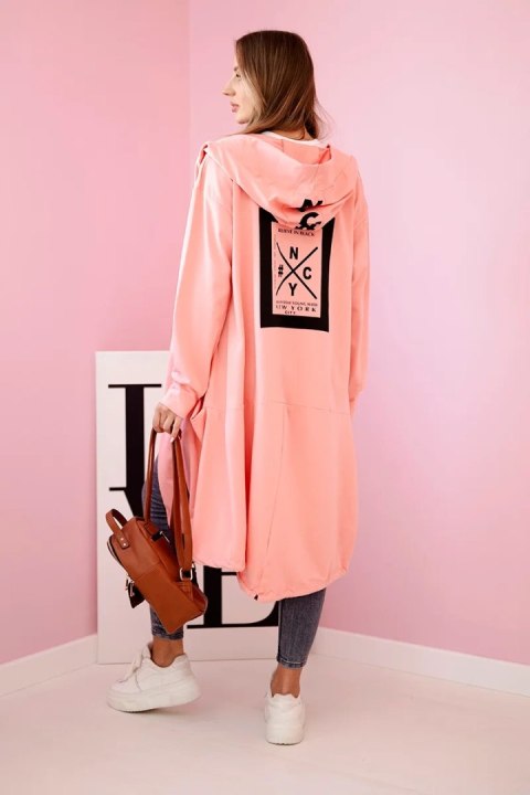 Bluza Narzutka z kapturem oversize morelowa Bluza Narzutka z kapturem oversize morelowa