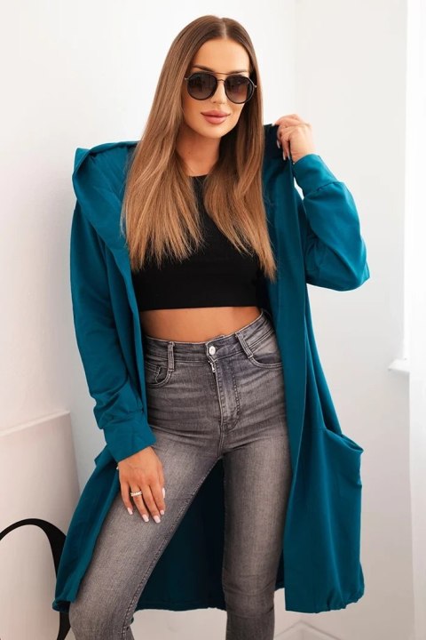 Bluza Narzutka z kapturem oversize morska Bluza Narzutka z kapturem oversize morska
