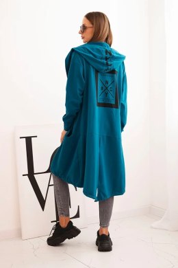 Bluza Narzutka z kapturem oversize morska  