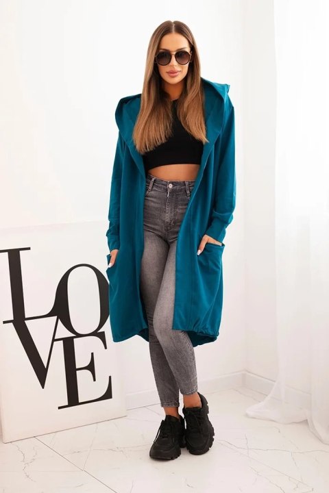 Bluza Narzutka z kapturem oversize morska Bluza Narzutka z kapturem oversize morska