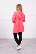 Bluza Narzutka z luźnym kapturem różowy neon  