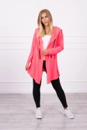 Bluza Narzutka z luźnym kapturem różowy neon  
