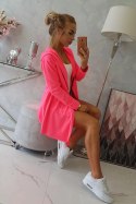 Bluza Narzutka z luźnym kapturem różowy neon  