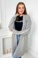 Sweter Kardigan splot warkocz szary  