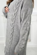 Sweter Kardigan splot warkocz szary  