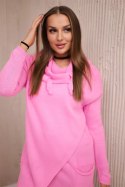 Sweter z kopertowym dołem jasno różowy  