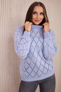 Sweter z półgolfem i wzorem w romby niebieski  
