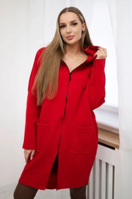 Bluza ocieplana rozpinana z dłuższym tyłem czerwona  