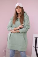 Bluza ocieplana z rozcięciami na bokach ciemno miętowa  