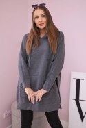 Bluza ocieplana z rozcięciami na bokach grafitowa  