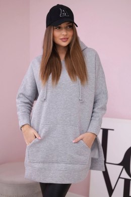 Bluza ocieplana z rozcięciami na bokach szara  