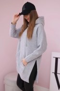 Bluza ocieplana z rozcięciami na bokach szara  