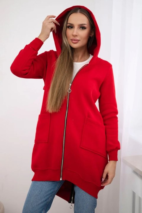Bluza ocieplana z suwakiem z tyłu czerwona  