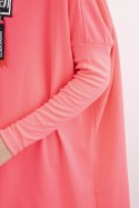 Bluza oversize z asymetrycznymi bokami różowy neon  