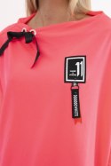 Bluza oversize z asymetrycznymi bokami różowy neon  