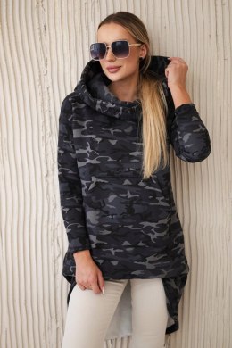 Bluza z długim tyłem moro grafit+czarny  