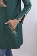 Bluza z ozdobną taśmą ciemno zielona  