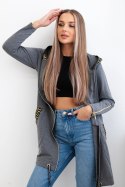 Bluza z ozdobną taśmą grafitowa  