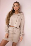 Komplet bluzy ze spódniczką beżowy  