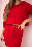 Komplet bluzy ze spódniczką czerwony  