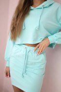 Komplet bluzy ze spódniczką miętowy  