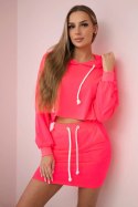 Komplet bluzy ze spódniczką różowy neon  