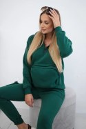 Komplet ocieplany z ozdobną kieszenią zielony  