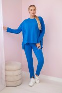 Komplet z bluzką oversize chabrowy  