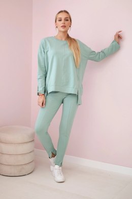 Komplet z bluzką oversize ciemny miętowy  