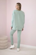 Komplet z bluzką oversize ciemny miętowy  