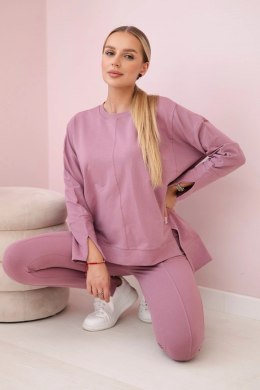 Komplet z bluzką oversize ciemny różowy  