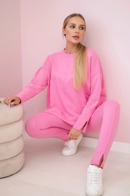 Komplet z bluzką oversize jasno różowy  