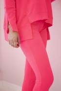 Komplet z bluzką oversize różowy neon  