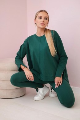 Komplet z bluzką oversize zielony  