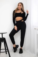 Komplet z bluzką top czarny  