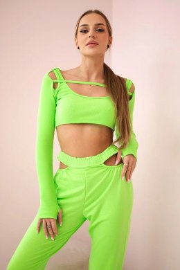 Komplet z bluzką top zielony neon  