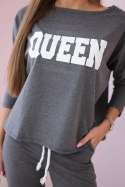 Komplet z nadrukiem Queen grafitowy  