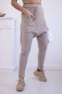 Komplet ze spodniami Baggy ciemny beżowy  